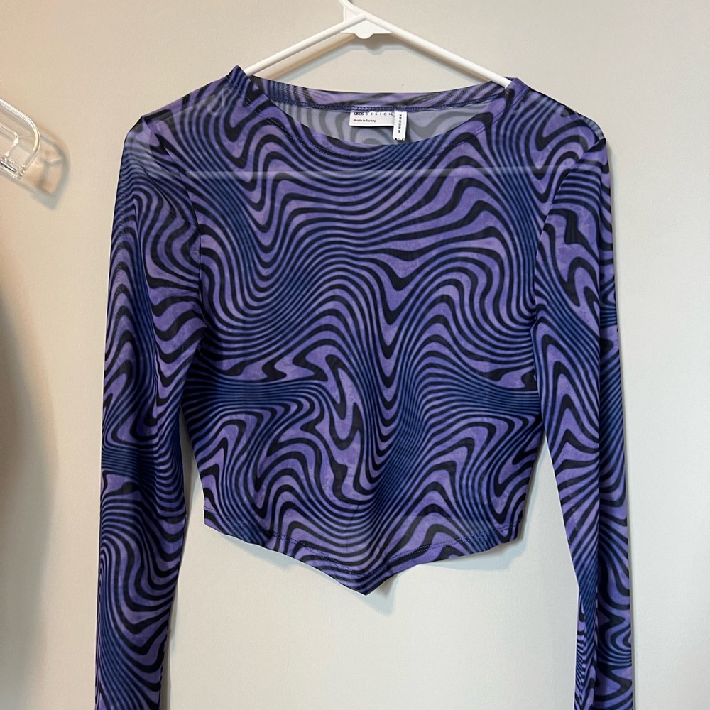 Purple Mesh Longsleeve Crop top